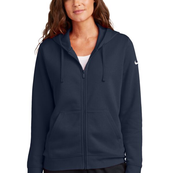 Ladies Club Fleece Sleeve Swoosh Full Zip Hoodie Thumbnail